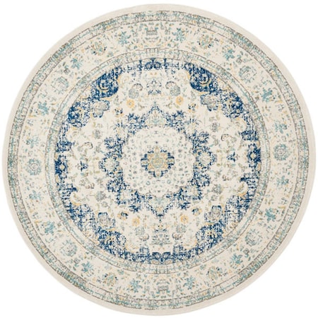 Safavieh 6 ft. 7 in. x 6 ft. 7 in. Round Evoke Power Loomed RugIvory & Blue EVK220C-7R